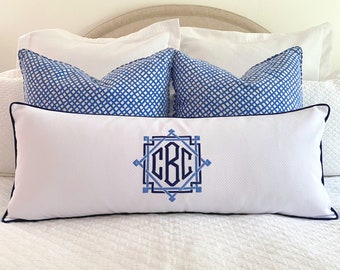 Monogrammed Lumbar Pillow Cover