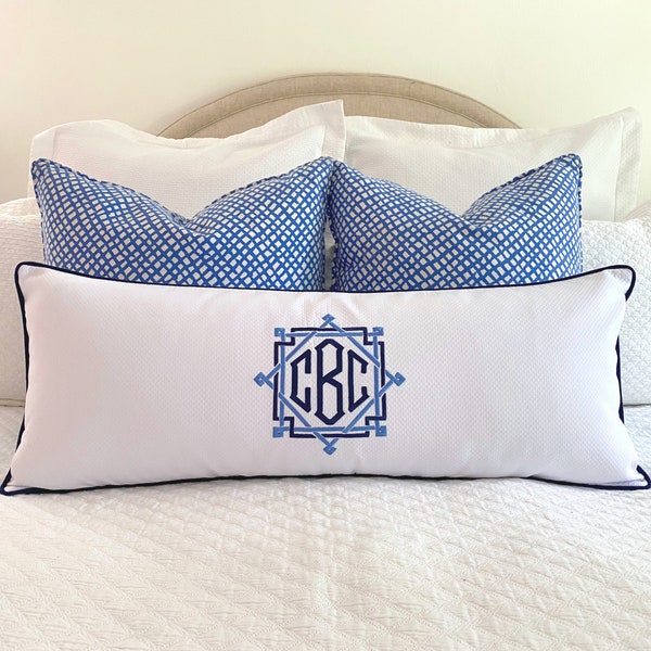 Monogrammed Lumbar Pillow Cover