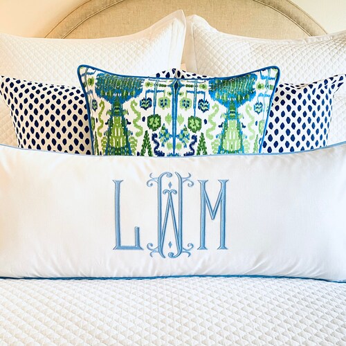 14 X 36 Monogrammed Appliquéd Pillow Cover Etsy