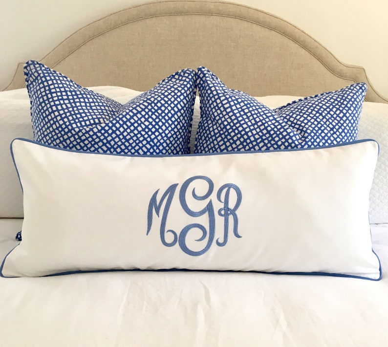 Monogrammed Lumbar Pillow Cover Etsy