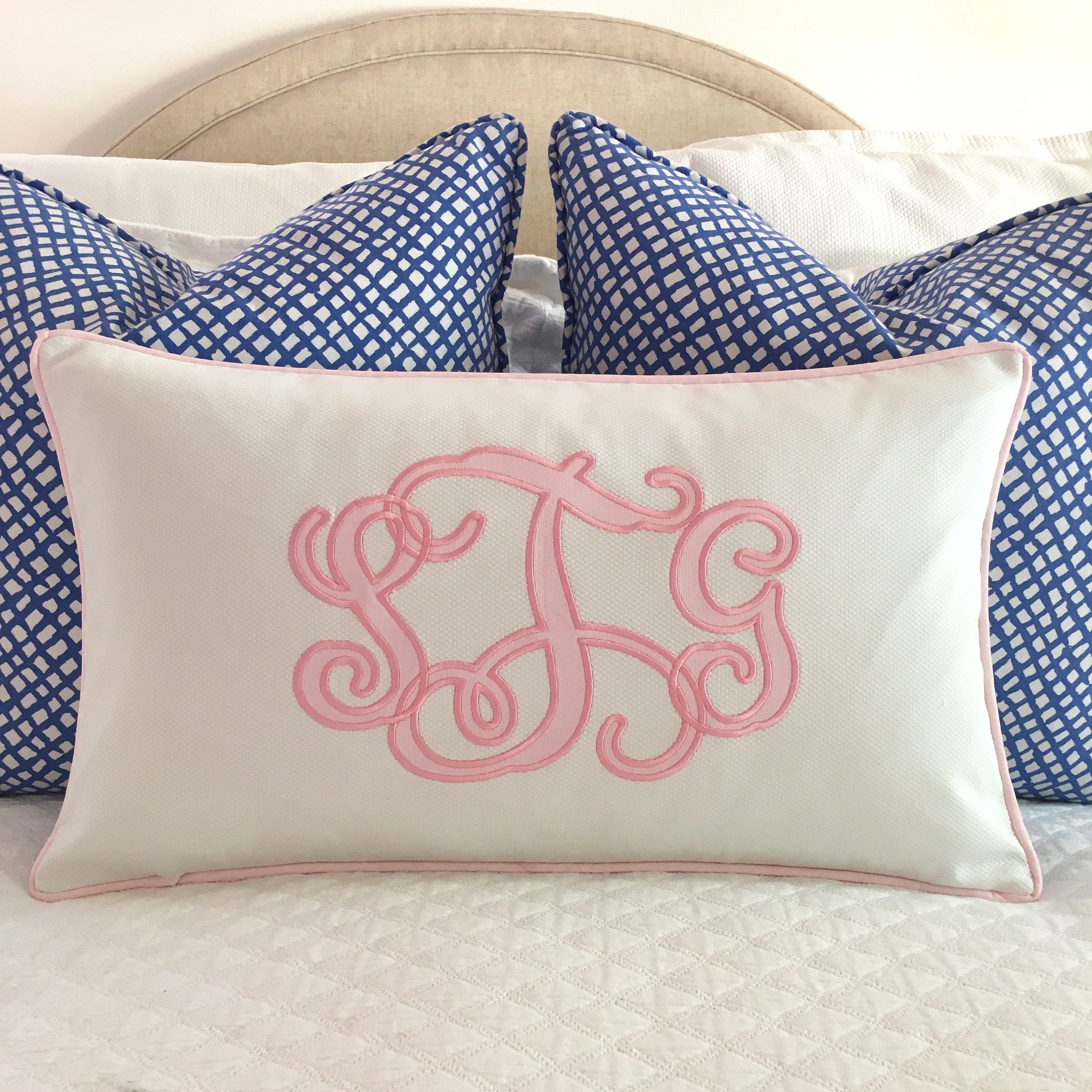 applique monogram pillow