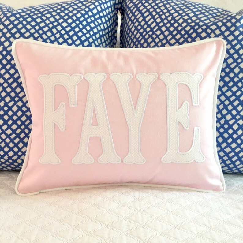 Applique Name Pillow Cover Etsy
