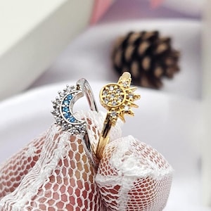 Moon Sun Rings, Sun and Moon Rings, Moon and Star Rings, Sun Ring, Moon Ring, Couple Rings, Lovers Rings