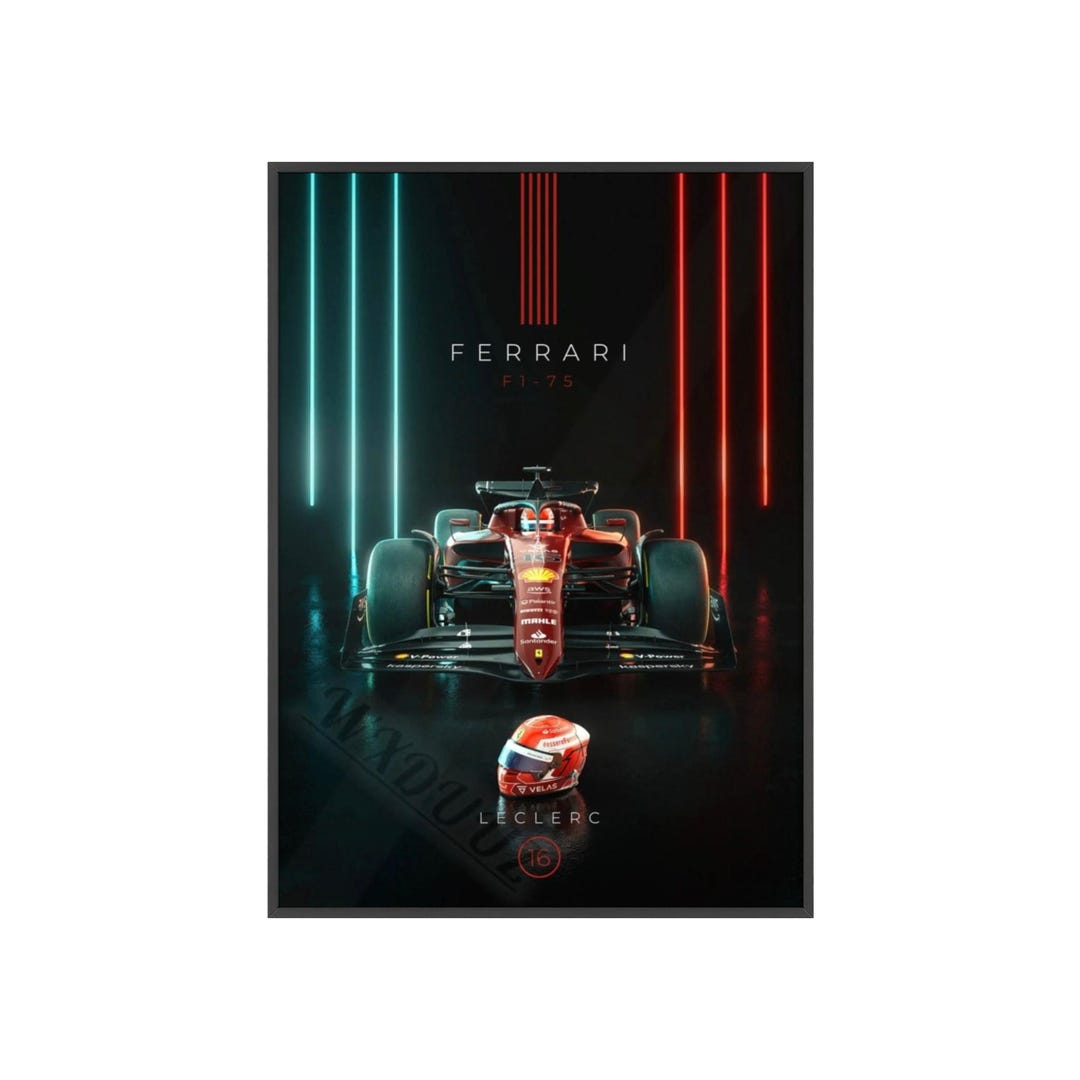 Ferrari F1 Racing Poster With Wooden Frame, Car Decor, Motorsport Wall ...