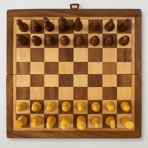 Handcrafted 6x6 Inch Wooden Chess Set – Travel Folding Magnetic Board Game – Miniature Portable Chess Gift for Kids & Adults