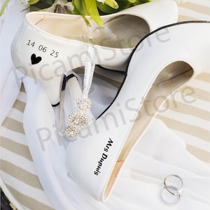 Lot 4 Stickers autocollant chaussures mariés personnalisées, personnalisation mariage, cérémonie