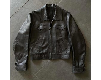 Vintage Real Leather Jacket Black for Men | Men's Y2K 2000s Style