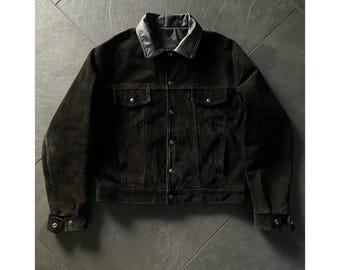 ジャケット・アウター 90s Black Suede Leather Jacket Vintage 90s Vintage Black Suede Leather Shirt Jacket Mens M Shacket