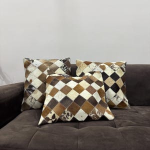 Natural Real Cowhide Pillow Covers Set Of 2 Western Cowhide Cushion Covers 16 x 16 - Home Decor Gift