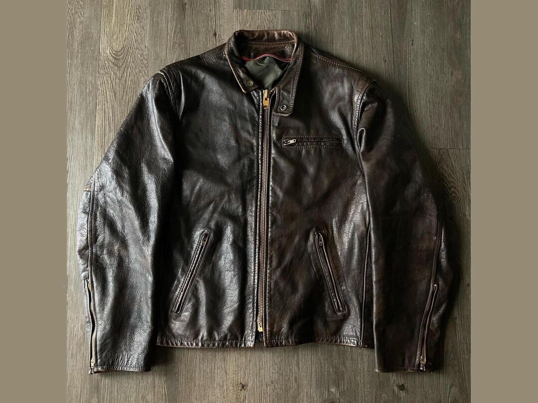 Men's Brown Sheep Leather Vintage Style Biker Jacket main image 1