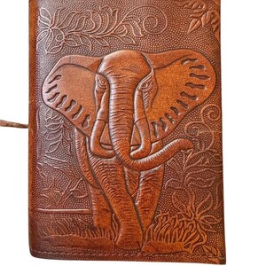 A5 Embossed Elephant Leather Journal - Antique Copper, 200 Pages, PU Cover Notebook - View #5