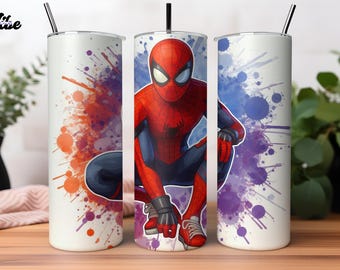 Spiderman Tumbler Wrap, 20oz Tumbler, Superhero Tumbler Wrap, Spiderman Watercolor Design Png, Tumbler Sublimation, Digital File