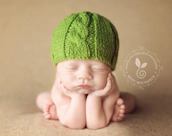 Newborn knit hat-newborn photo prop-unisex gender neutral baby infant winter fall beanie-handmade baby shower gift-baby hospital hat