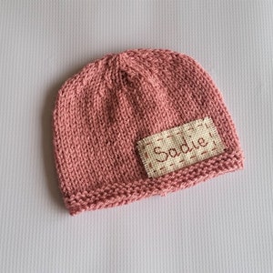 Personalized newborn hat Pink baby hat custom name colors Infant new born hospital beanie Cute new baby gift idea Gender neutral baby hat