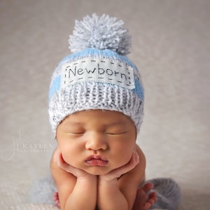 Personalized newborn hat, newborn name hat,monogram newborn hat,personalized baby gifts,new baby gift, pompom baby beanie,newborn photo prop