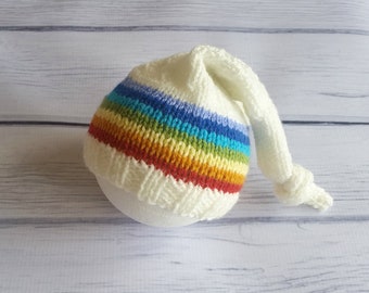 Cappello neonato lavorato a maglia arcobaleno, accessorio per foto di neonati, berretto da ospedale per neonati, regalo per neonato