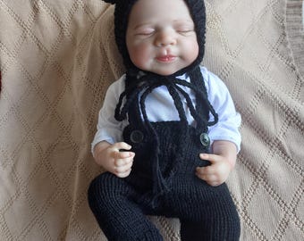 Newborn Halloween Bat Costume- Infant  Bat Ears Bonnet Outfit -Knit Gothic Baby Gift