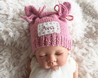 Personalized newborn hat,newborn hat,newborn coming home hat,newborn kitten bear name hat, personalized baby gifts,gift for new baby