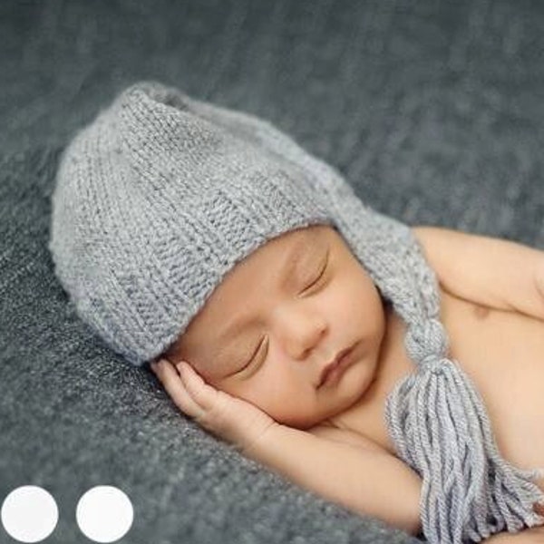 Newborn photo prop, newborn hat, newborn boy girl knit hat, newborn props, newborn elf hat,handmade baby gift hospital hat