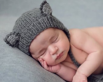 Newborn baby wolf fox hat with ears Forest baby photo prop Woodland creatures baby boy girl wolf bonnet custom colors Cute baby shower gift