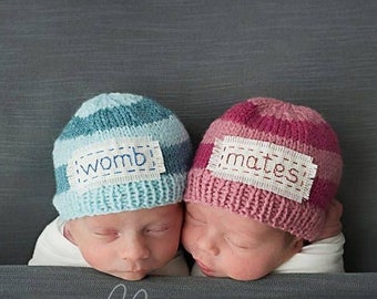 Personalized newborn twin set,newborn hat,newborn coming home hats,newborn name twin hats, monogram newborn hat,personalized baby gifts