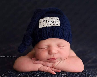 Personalized newborn hat, newborn name hat,newborn monogram hat,personalized newborn gift, new baby gift,monogram navy hat,hospital baby hat