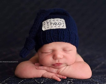 Personalized newborn hat, newborn name hat,newborn monogram hat,personalized newborn gift, new baby gift,monogram navy hat,hospital baby hat