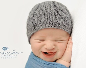 Knit Newborn Beanie: Handmade Baby Photo Prop, Coming Home Outfit, Infant Hospital Hat