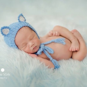 Baby knit cat hat with ears-newborn kitten bonnet cap -fox wolf baby shower handmade gift-newborn woodland animals photography props