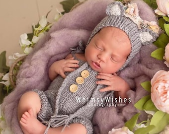 Newborn baby wolf outfit Knit photo prop Woodlands baby shower handmade gift,newborn baby boy girl  Halloween forestcore outfit