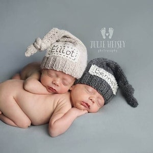 Gepersonaliseerde pasgeboren hoedje Pasgeboren babynaammutsje Gepersonaliseerd pasgeboren cadeau met monogram Aangepaste naam cadeau nieuwe baby Monogram ziekenhuisbabymutsje