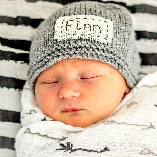 Personalized newborn hat, newborn name hat, personalized newborn gift, monogram baby beanie, newborn photo prop, hospital hat, new baby gift