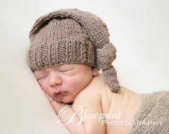 Newborn photo prop baby knotted hat -baby boy girl hand knit knot beanie-handmade baby shower gift-baby hospital coming home hat