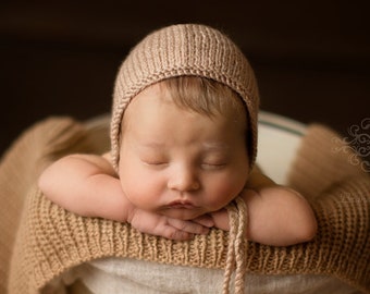 Simple newborn knit bonnet hat classic newborn photo prop-gender neutral baby boy girl bonnet cap-baby announcement hat-baby shower gift