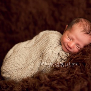 Newborn baby cocoon for photo shoot Hand knit newborn swaddle sack Unique newborn prop Gender neutral newborn  photographer gift