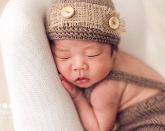 Newborn baby boy photo outfit Knit western infant costume Handmade new baby boy gift Baby photo prop Original baby birth announcement outfit