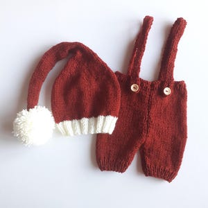 Baby newborn Santa knit outfit Personalized option Baby's first Christmas pom Santa photo prop Handmade Christmas baby shower gift unisex image 9
