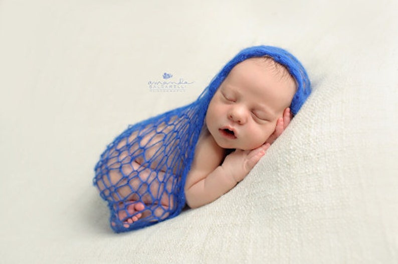 Newborn photo prop, newborn mohair wrap, newborn boy girl baby rectangular stretchy wrap cocoon,lace net like newborn wrap, 10 colors image 8