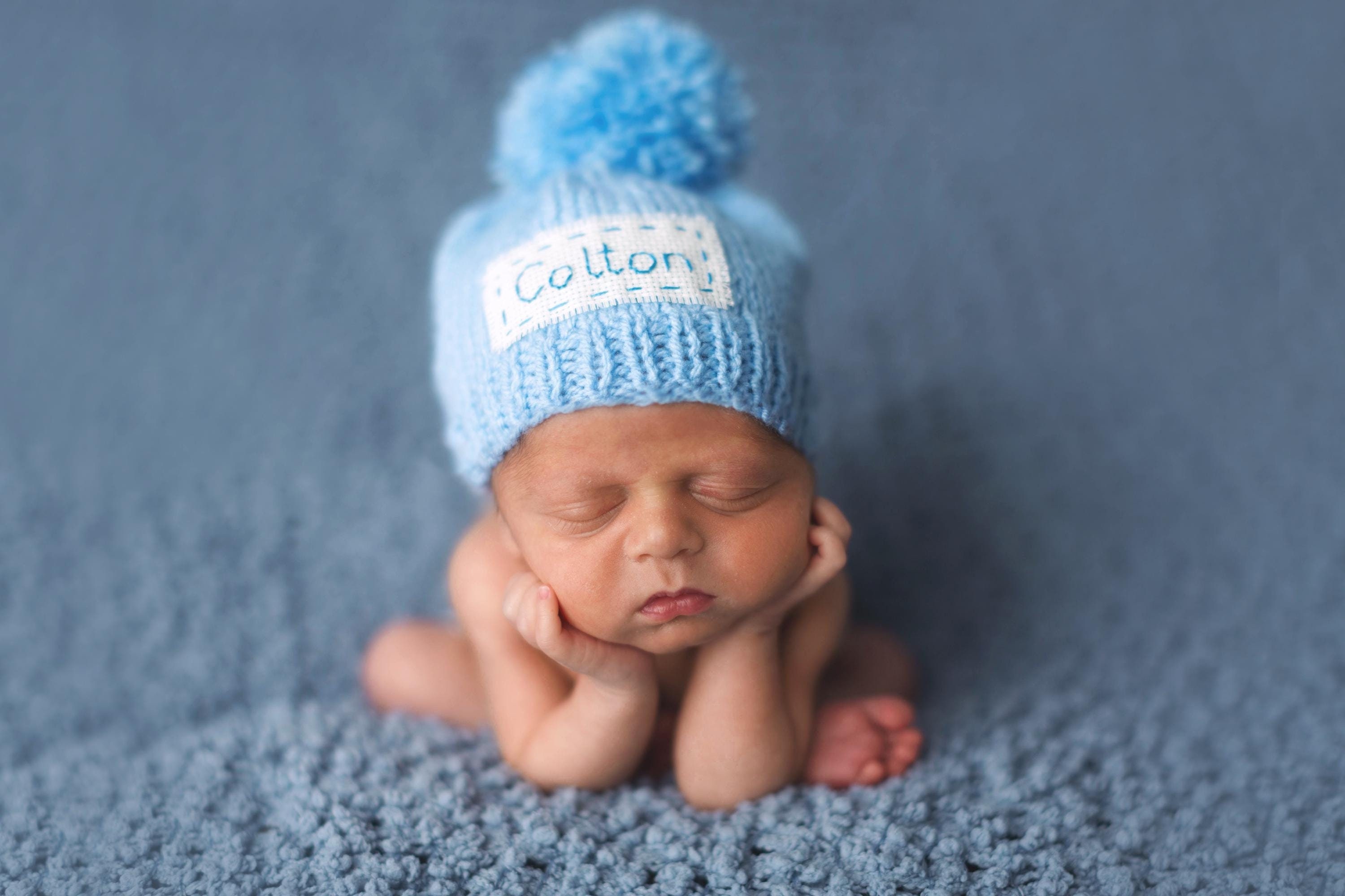 Newborn baby name beanie Knitted baby hospital hat Personalized baby boy girl  gift Winter beanie with custom name Infant pom cute cap gift