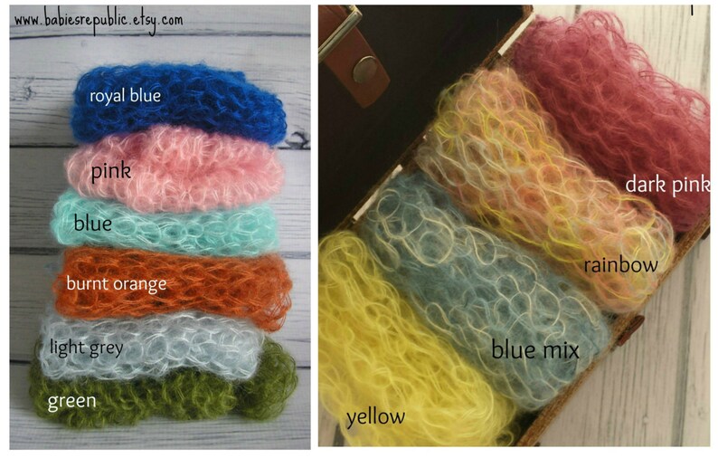 Newborn photo prop, newborn mohair wrap, newborn boy girl baby rectangular stretchy wrap cocoon,lace net like newborn wrap, 10 colors image 2