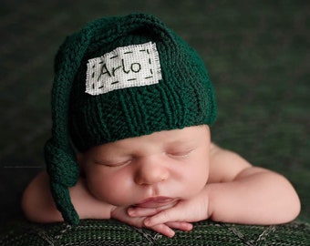 Personalized Newborn Knot Hat, Handmade Baby Shower Gift with Monogrammed Name