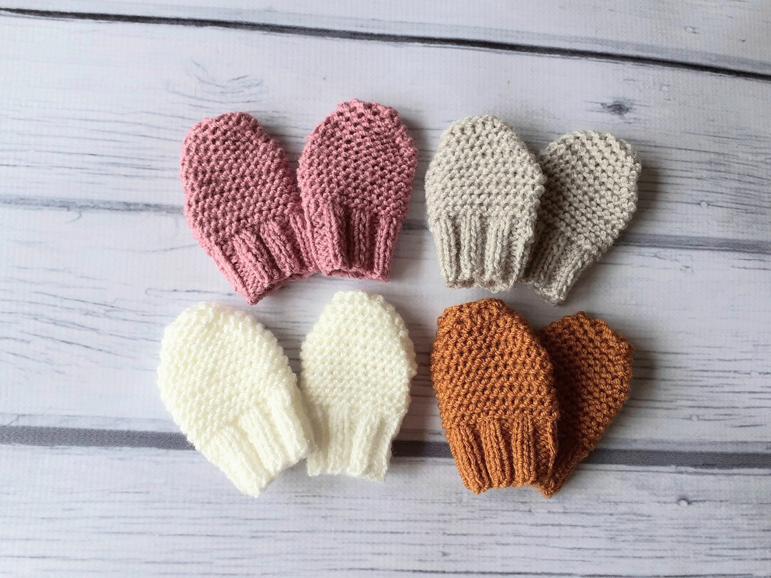 Newborn Baby Knit Mittensbaby Simple Thumbless No Scratch Mittens