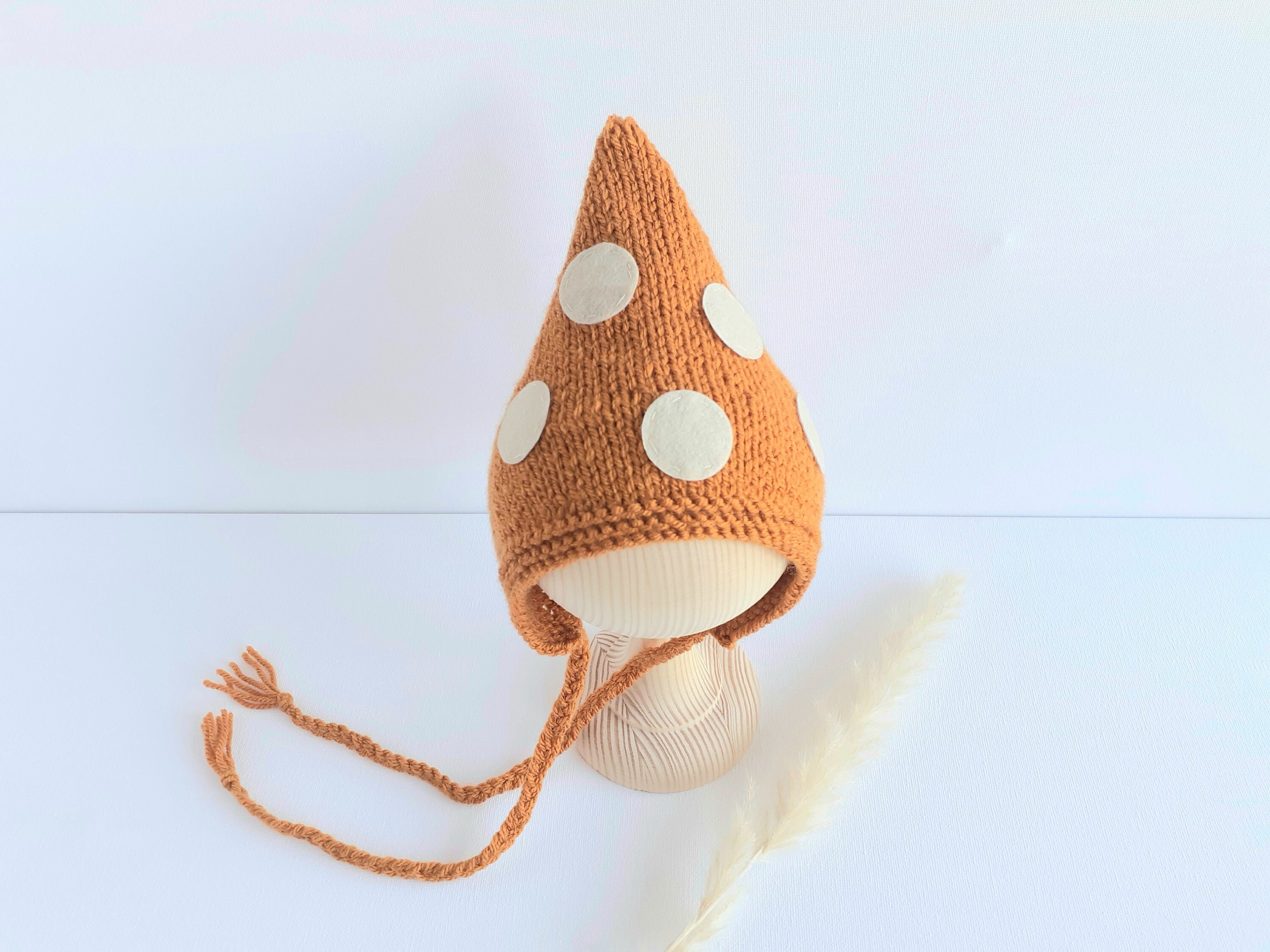 Baby mushroom hat Fungi Mushroom baby shower gift pumpkin Knitted mushroom bonnet newborn boy girl Inky cap mushroom hat baby pixie bonnet