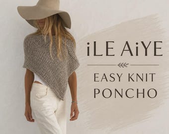 Beginner Poncho Knitting Pattern PDF | Easy Women's Cover-Up | Instant Download | ENGLISH
