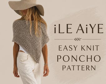 Beginner Poncho Knitting Pattern PDF | Easy Women's Cover-Up | Instant Download | ENGLISH