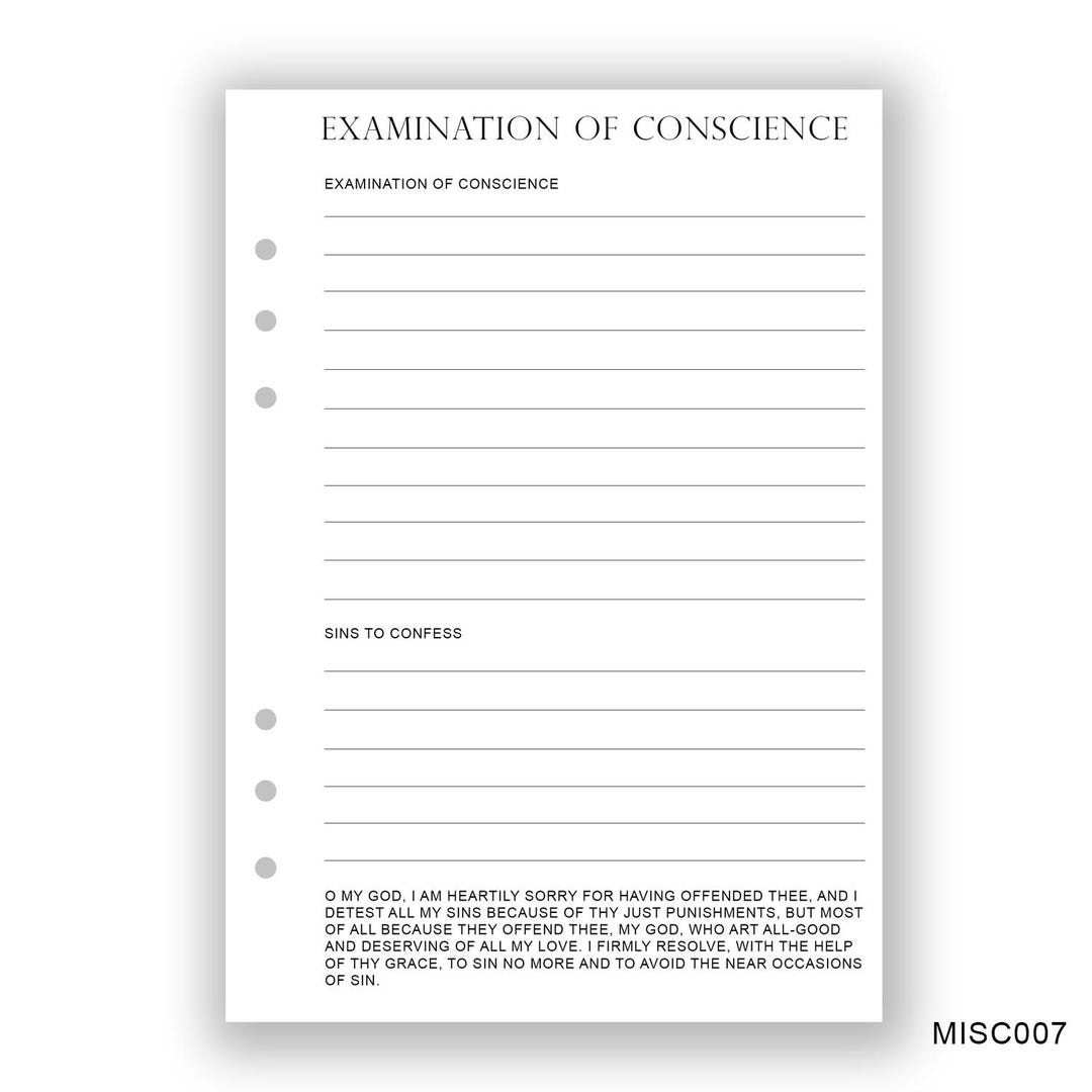 Examination of Conscience, Journaling Page, Christian Planner, Catholic ...