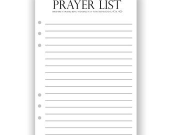 Puede incluir: Una lista de oración imprimible con la cita "Perseverad en la oración, velando en ella con acción de gracias (Col 4:2)" en la parte superior. La lista tiene una línea punteada en el lado izquierdo y líneas para escribir.