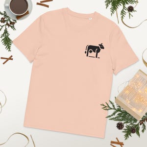 Camiseta minimalista de vaca - Camiseta unissex de algodão orgânico - Camiseta macia ecológica - LaMimz Casual Wear