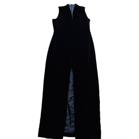 Vintage 90s Jones NY Evening Size 6P NEW Black Velvet Sleeveless Slit Dress