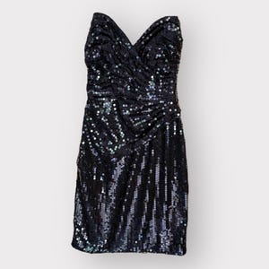 Black Sequin Dress Strapless - Etsy